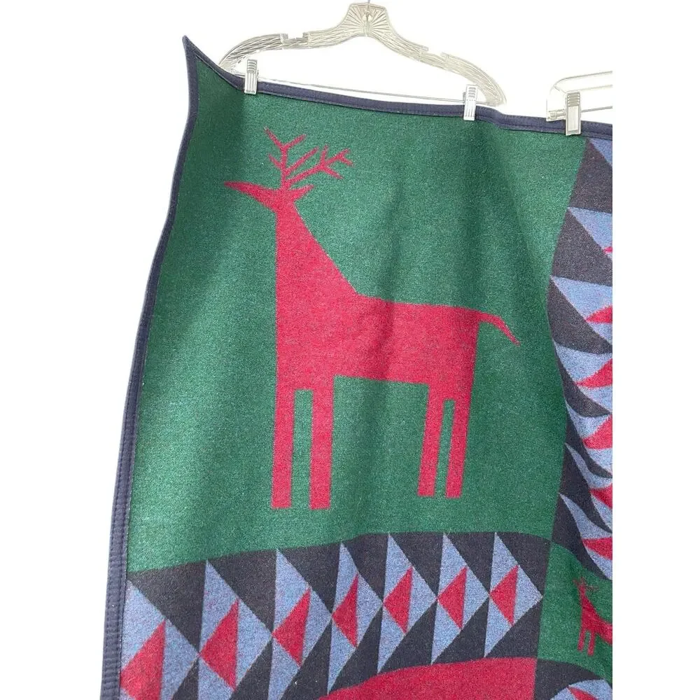 Pendleton Woolen Mills Blanket Holiday Deer Stars Green Red
